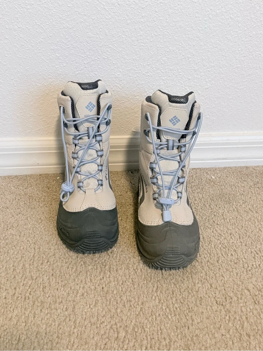 Columbia Kids Light Gray and Dark Gray Waterproof Snow Boots